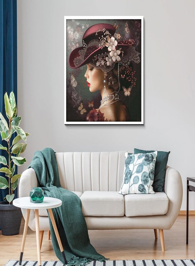 PPuzzling Elegant Victorian Lady Puzzle 1000 Pieces for Adults, Vintage Woman with Red Hat, Pearls, Flowers and Butterflies Jigsaw Puzzle, Challenging Retro Classic Aesthetic Art Puzzle - Image 5
